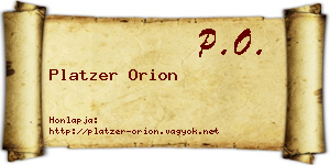Platzer Orion névjegykártya